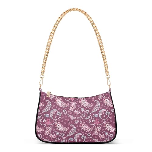 Burgendy Paisley trendy chain shoulder bag hand bags for essentials for women