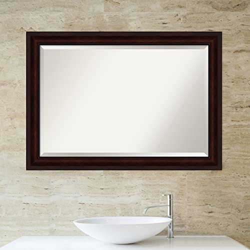 Image of Amanti Art Framed Vanity Mirror | Bathroom Mirrors for Wall | Coffee Bean Brown Mirror | Wall Mounted Mirror | Large Mirror | 29.25 x 41.25 in.