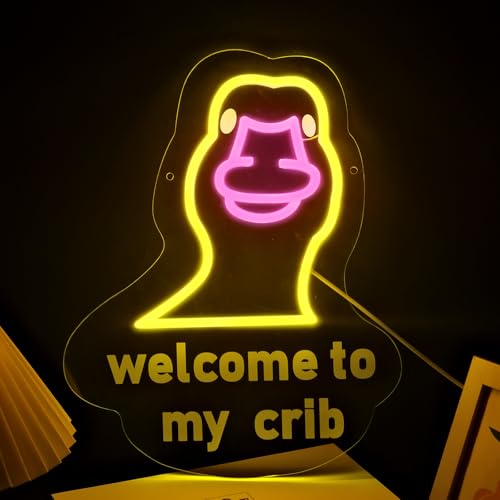 Image of Welcome to My Crib Neon Sign, Baby Shower LED Sign, USB Powered Brightness Adjustable Control for Bedroom Wedding Birthday Party Room Decoration Gift (15.7 * 8.6 inches)