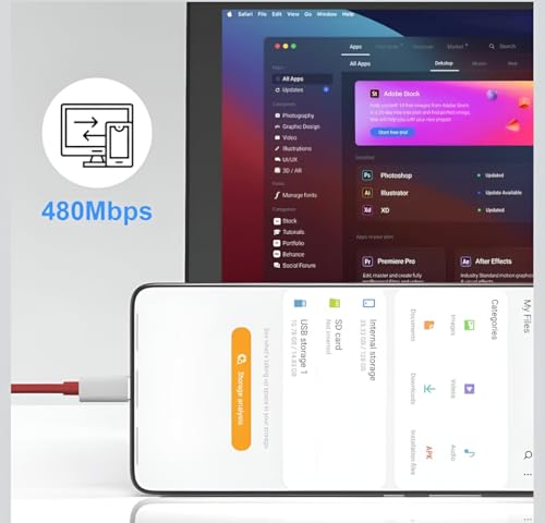 Image of 120W Dash Charge USB to Type-C Cable, 1M Length, Flex Resistant, Fast Charging, Red