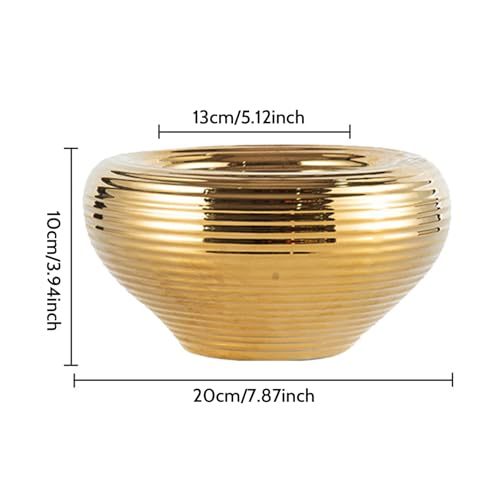 Pot de fleurs doré rond 20 cm céramique table maison bureau