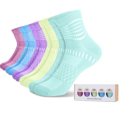 Image of IRAMY Ankle Compression Socks for Women Men Plantar Fasciitis Relief 3 /5 Pairs Cushioned Athletic Running Socks