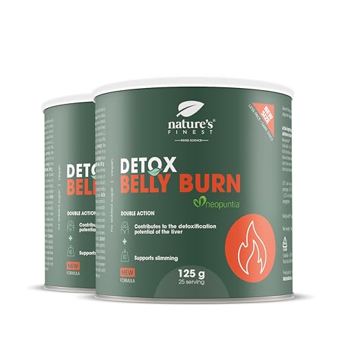 Nature's Finest Detox Belly Burn Drink Pulver - Mariendistel Artischocken Extrakt, Chlorella & Nopal - Darmkur & Leberkur Entgiftung - Vegan, 250 g
