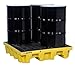 Justrite 28634 EcoPolyBlend 75 Gallon Sump Capacity, 49" x 49" x 10.25" (LXWXH) Yellow 4 Drum Square Pallet