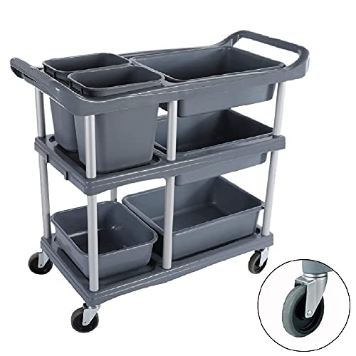 Carro de almacenamiento de 3 niveles con ruedas para uso comercial doméstico, carrito de servir para hotel, restaurante y servicios de entrega a domicilio