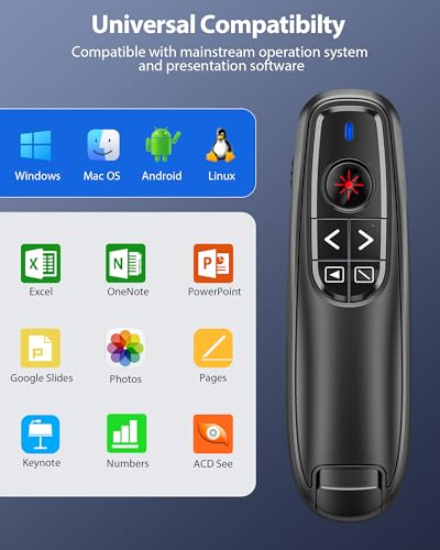 2-in-1 USB Type C Presentation Clicker Wireless Presenter Remote Clicker for PowerPoint Presentations with Clicker, RF 2.4GHz USB C PowerPoint Clicker Slide Advancer for Computer/Mac/Laptop — view 3