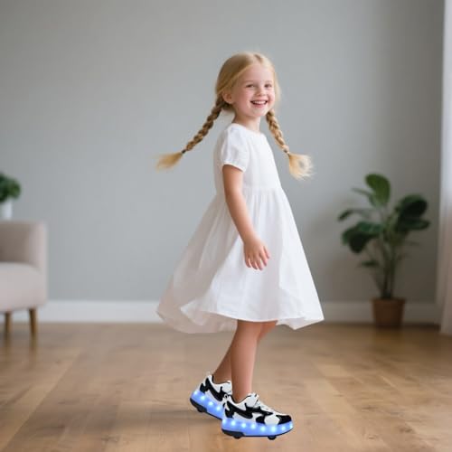 Image of Nsasy Roller Shoes Kids Roller Skates Shoes Girls Boys Wheels Shoes Become Sport Sneaker with Led for Children Gift