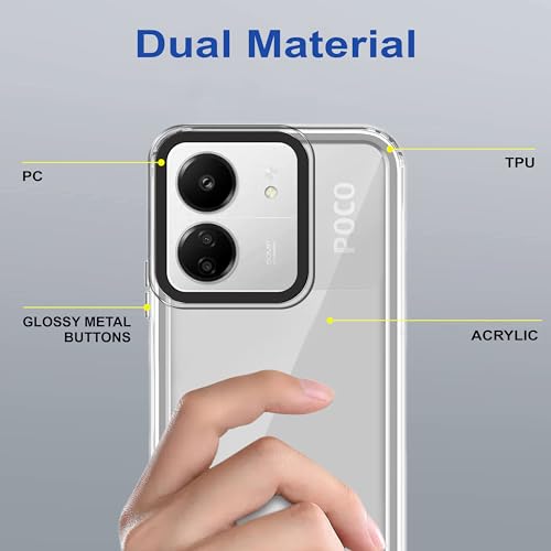 Image of Zapcase Back Case Cover for Poco C65 | Compatible for Poco C65 Back Cover | Case Cover with Camera Protection | (TPU + PC | Transparent)