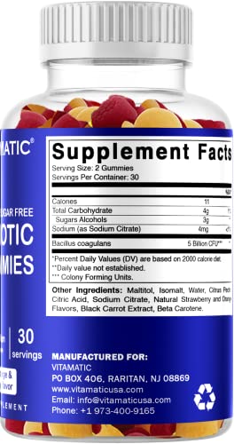 Vitamatic 810078471363 2 Pack Sugar Free Probiotic Gummies thumb #6