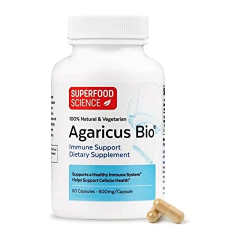 Agaricus Bio 600 mg Wellness Formula, Natural Killer Cell Activity -USA-Grown Organic Agaricus Blazei Murill Mushroom for Immune Support, Liver & Cellular Health, High Beta Glucan Supplements, 60 Caps Cover