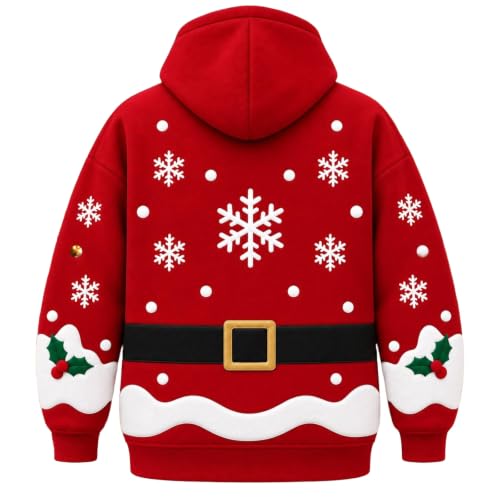 Christmas Pet Pouch Hoodie Women Men Winter Unisex Hoodies Zipper Pockets - image 6