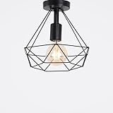 Y-Lights Diamond Shape Flush Pendant – Black Industrial Geometric Ceiling Light - YL-P-581