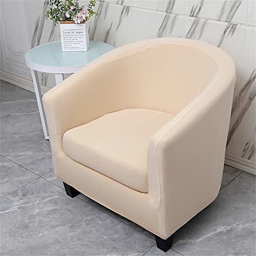 FANSU Housse de Fauteuil Cabriolet Chesterfield Extensible 2-Pièces, Couleur Unie Couverture de Fauteuil Antidérapant, Tub Chair Housse de Canapé avec Housse de Coussin (Beige)
