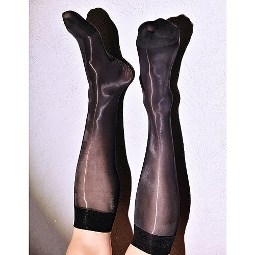 Mens Business Ultra Thin Knee High Socks Stockings for Dress Casual Looks Black4