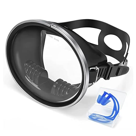 Oval HD Scuba Mask - Tempered Glass Diving Mask with Stainless Steel Frame, Anti-Fog Scuba Goggles Come with Swimming Earplugs,for Adult Men and Women Snorkeling Free Diving Spearfishing