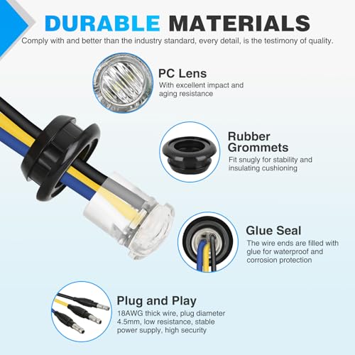 Image of Nilight 3 /4 Inch Dual Color Marker Light Amber Turn Blue Clearance Lights