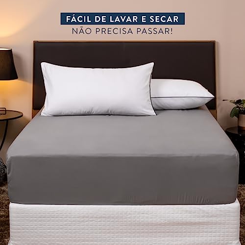 Kit 02 Fronhas Envelope Línea p/Travesseiro King 90cm x 50cm 200 Fios - Casa Paulinha (Black)