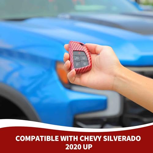 Coque de clé Silverado rouge carbone pour protéger votre Chevy Silverado en vacances - 3