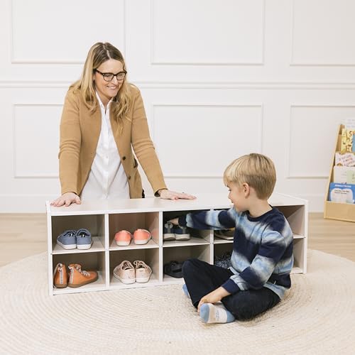 Image of ECR4Kids Streamline 10 Cubby Tray Storage Cabinet, 2x5, Classroom Furniture, White Wash