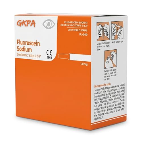 Ophthalmic Fluoro Touch Strips – 300 Count Individual Sterile Strips – High Visibility Diagnostic Dye Strips – Precision Ocular Surface Assessment Tools by GKPA