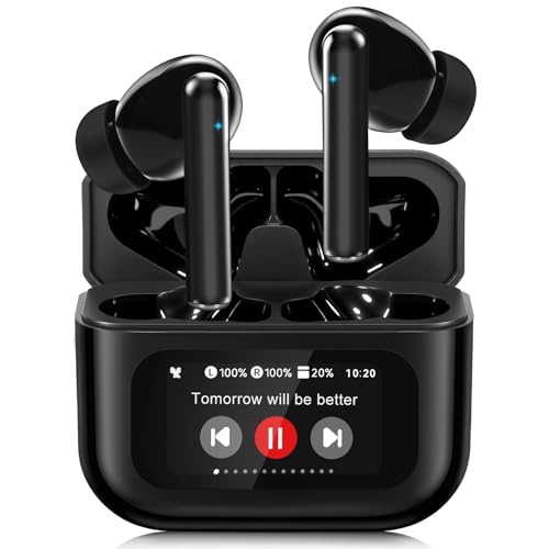 Image of Wireless Earbuds, Bluetooth 5.4 Ear Buds with Touch Screen, ANC /ENC Noise Cancelling Earbuds with Charging Case, IPX7 Waterproof, 6 EQ Modes, 40H Playtime Stereo Sound Earphones for iOS Android(Black)