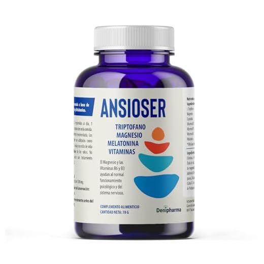 Ansioser - Triptófano con Magnesio 60 comp. - Con Melatonina, Espirulina, Vitaminas B3, B5 y B6 - Ansiolitico - Elimina la ansiedad y el estrés - 1 al día