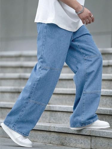 Image of URBAN POCKETS Jeans for Men | Denim Jeans | Baggy Fit | Wide Leg | Patchwork Style | Street Fashion | Casual Wear (U-26-27)