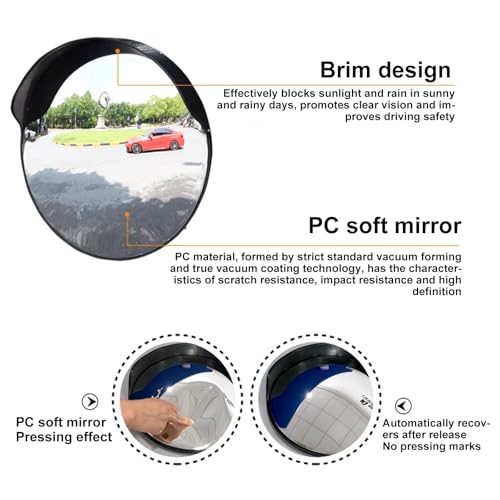 Miroir de circulation extérieur avec support réglable pour allée - 2