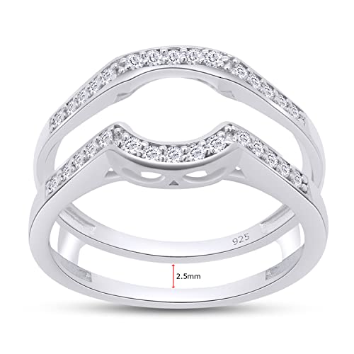 SAVEARTH DIAMONDS 1/4 ct t.w Round Cut Lab Created Moissanite Diamond Wedding Band Enhancer Guard Ring For Women In 14K Gold Over Sterling Silver(VVS1 Clarity 0.25 Cttw)2