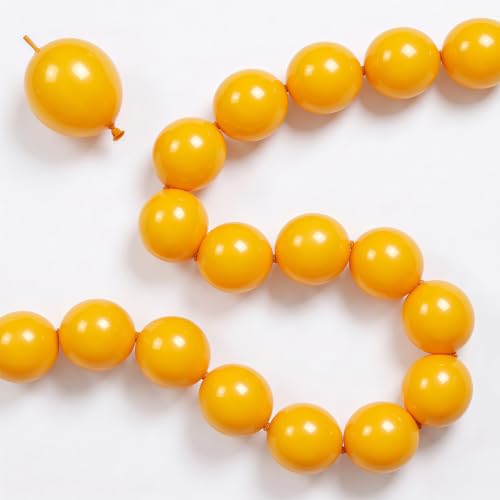 Image of Mustard Yellow Linking Balloons, 100PCS 6'' Dark Yellow Quick Link Balloons | Tail Balloons for Balloon Garland Arch, Fall Thanksgiving Harvest Sunflower Birthday Baby Shower Wedding Party Decorations