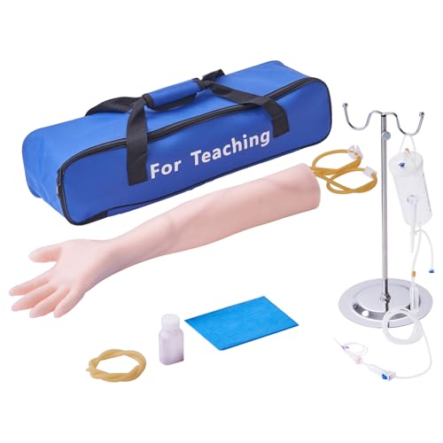 VEVOR Intravenous Practice Arm Kit Made of PVC Latex Material Phlebotomy Arm with Infusion Stand Practice Arm for Phlebotomy with a Storage Handbag IV Practice Arm Kit for Venipuncture Practice