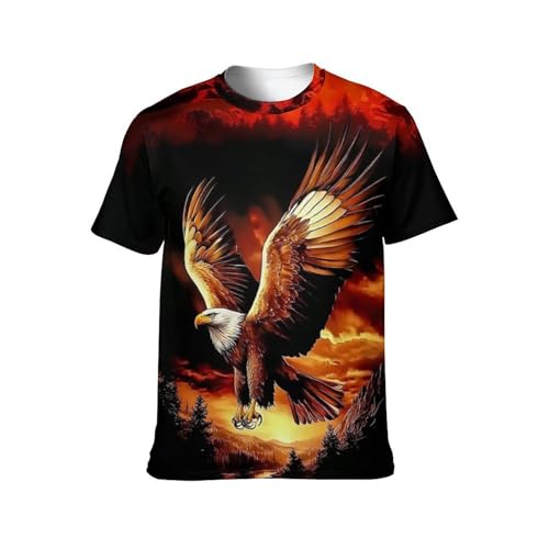 Men's Bald Eagle Graphic T-Shirt Animal Theme Summer Short Sleeve Top