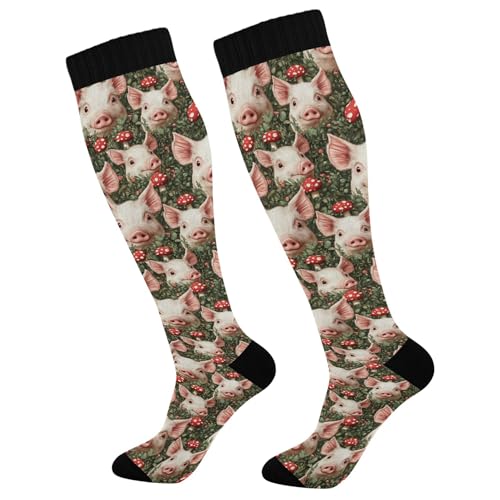 Caihoyu Calcetines de sóftbol para mujeres y hombres, soporte para enfermeras, correr, atletismo, viajes, lindo cerdo verde
