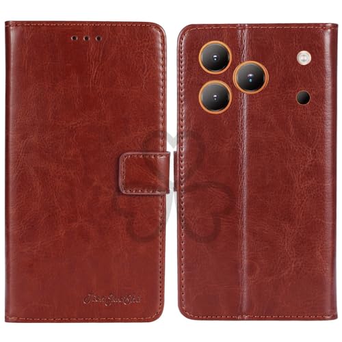 TienJueShi Brown Book Stand Retro Flip Leather Protector Phone Wallet Gel Cover Etui TPU Silicone Case For Blackview WAVE 7C 6.5