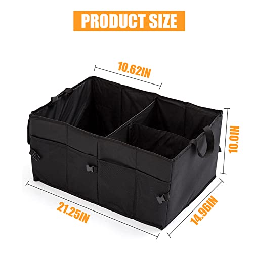 Gakufai 50L Car Trunk Organizers Car Storage Bag With Handle Oxford Car Organizers Storage Box Multi Compartment Foldable Trunk Organizer For Suv Auto Truck, Black #TOP5