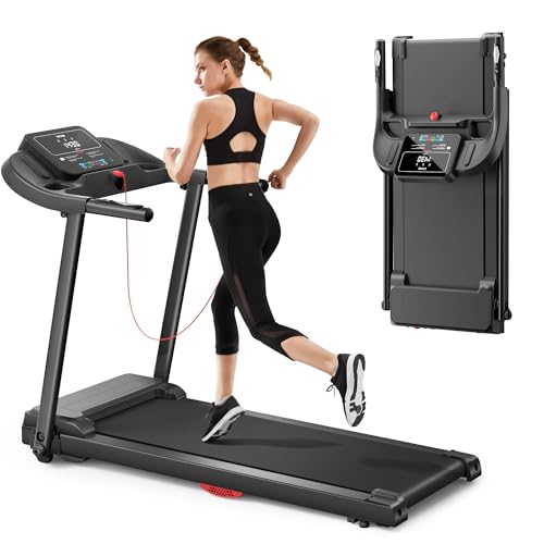 Umay - Tapis roulant elettrico pieghevole 14 km/h, 3.0 HP/2200 W con monitor di frequenza cardiaca, APP e altoparlante, tappeto da passeggio silenzioso con 12 programmi, carico massimo 136 kg-image