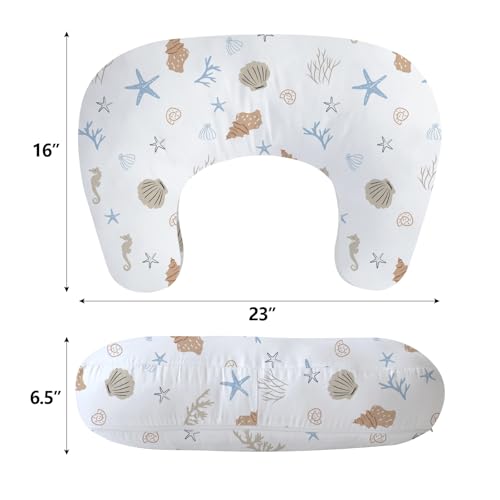 Little Grape Land Nursing Pillow for Infants, Breastfeeding Pillows, Baby Support Pillow for Nursing, Bottle Feeding, Tummy Time with Machine Washable Cover & Breathable Filling, Shell - Thumbnail 3