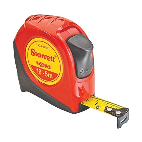 Starrett Exact Retractable Imperial/Metric Pocket Tape Measure with Nylon Coating, Self Adjusting End Hook, and Steel Belt Clip - 3/4