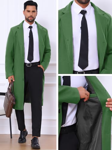 Image of Lars Amadeus Winter Trench Coat for Men's Single Breasted Notch Lapel with Pockets Formal Overcoat