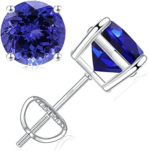 December Birthstone Jewelry Earrings for Women, 925 Sterling Sliver Tanzanite Earrings Blue Screw Back Earrings Valentines Birthday Christmas Gifts for Women Teen Girl Mom Sister Wife Friends Daughter