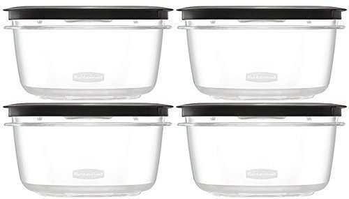 Rubbermaid Premier Food Storage Container, 4 Pack, 5 Cup, Clear