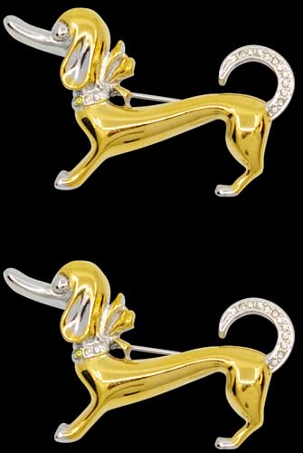 Image of Set of 2 Brooch Lapel Pins With Rhinestones