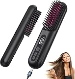 Cepillo Alisador Pelo - 10000mAh Plancha de Pelo, Portátil Peine Alisador de Cabello Profesional sin Cable, 9 Temperaturas, 30 Segundo Calentamiento Rápido, Regalo para Mujer
