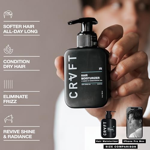 CRVFT Daily Leave in Conditioner For Men [OIL] | 30 Day Supply | Men's Hair Moisturizer | Hair Oil For Men | For Dry/Damaged Hair | Scented | (3oz) AM