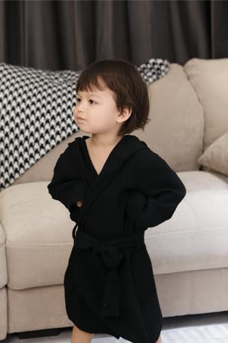 Image of TADO MUSLIN Organic Cotton Toddler Bathrobe, Soft and Breathable Baby Robe for Kid, Boy& Girl Hooded Robe Muslin