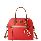 Dooney & Bourke Women's Domed Satchel in Pebble Grain Leather, Large Handbag with Adjustable & Detachable Shoulder Strap - Red