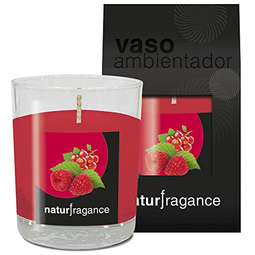 Flower - Naturfragance Vaso Ambientador Aroma Frutos Rojos, Pack 3 Velas Aromáticas, Ideal para Interiores y Exteriores, Duraderas, Elegantes y Decorativas, Multicolor