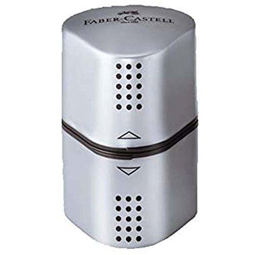 Faber-Castell Grip Trio Pencil Sharpener - Grey, 3-In-1 Artist Pencil Sharpener, Manual Handheld Sharpener For Colored Pencil, Jumbo And Graphite Pencils #TOP1