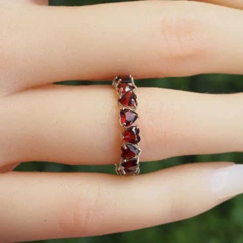 Generic Silverdia 2 Ct Heart Cut Ruby Diamond Full Eternity Stackable Minimalist Wedding Band Ring For Women 14K White Gold Plated Stacking Matching Promise Ring 925 Sterling Silver Handmade Proposal Ring thumb #1