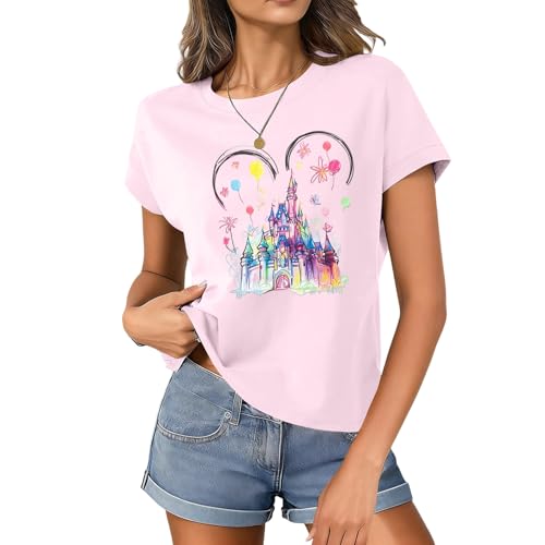 Image of Magical Shirt for Women Magic Kingdom Castle Tshirt Princess Shirts | Women Magical Shirts Castle Princess Graphic Tshirt Magic Kingdom Shirt Family Vacation Tee Casual Holiday Top